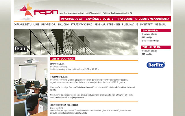 Fakultet za političke nauke FEPN / web dizajn